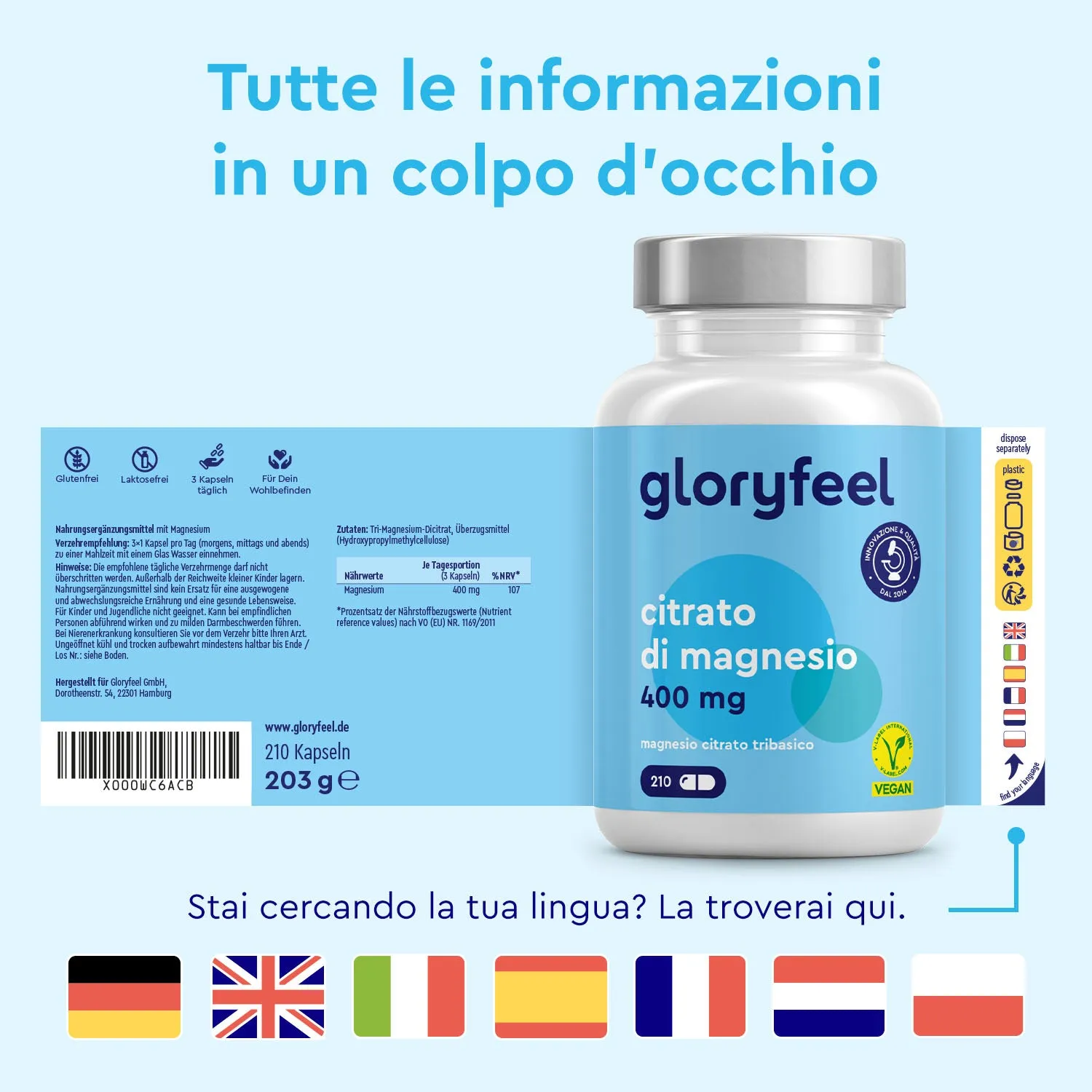 Gloryfeel Magnesio Dicitrato capsule minerali
