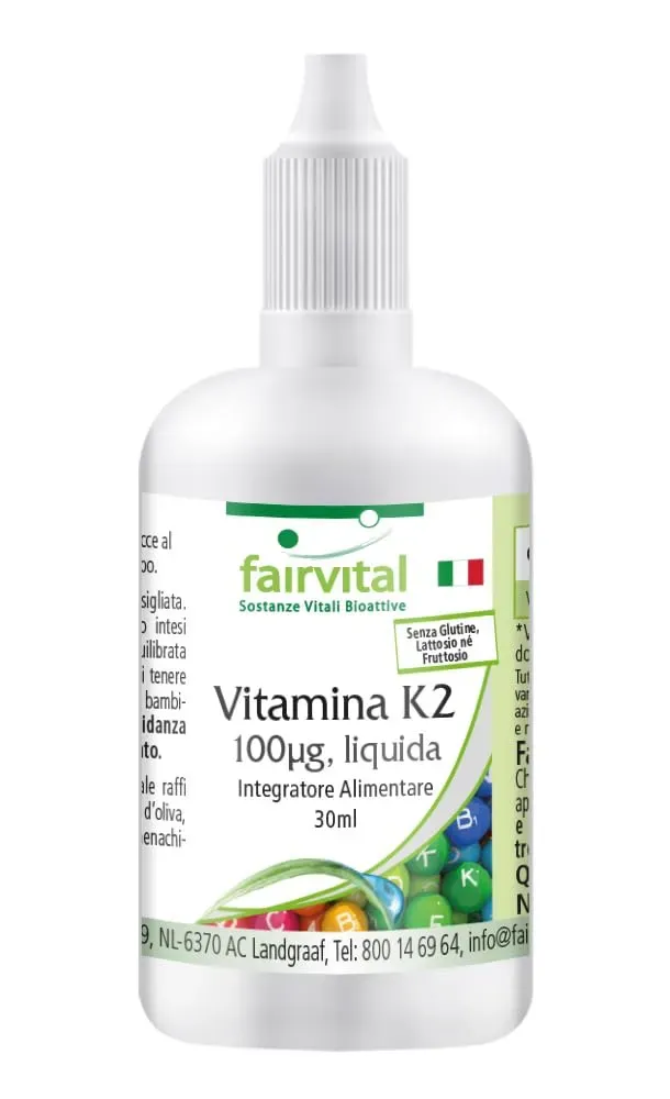 Fairvital Vitamina K2 MK-7 Gocce 30 ml vegana ossa