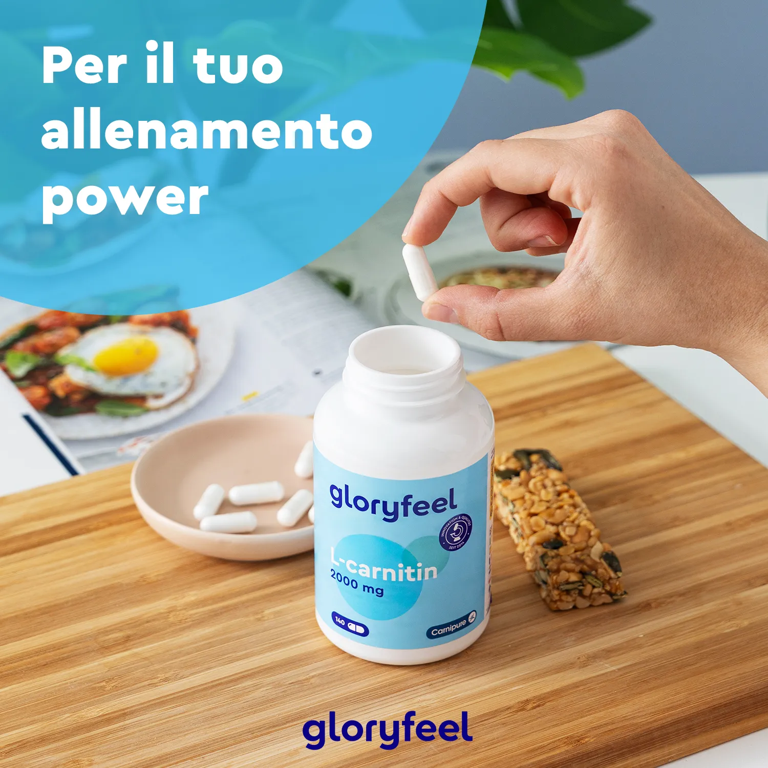 Gloryfeel L-Carnitina 1000mg capsule 140 capsule vegane