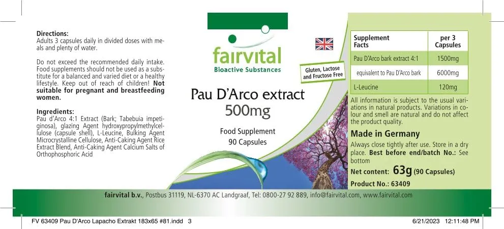 fairvital Lapacho estratto 500 mg 90 capsule Pau D’Arco