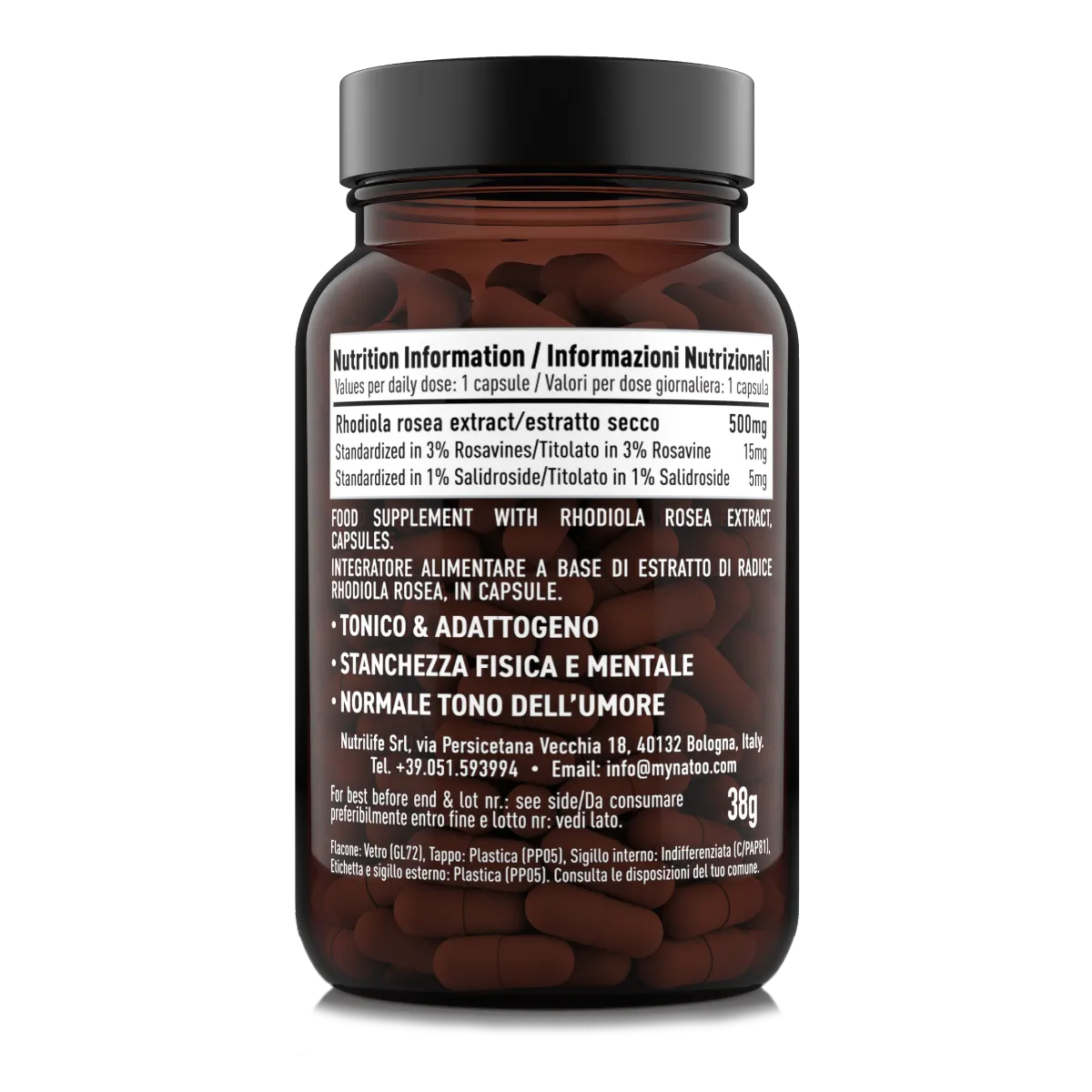 NATOO Rodiola 60 capsule adattogeno per stress