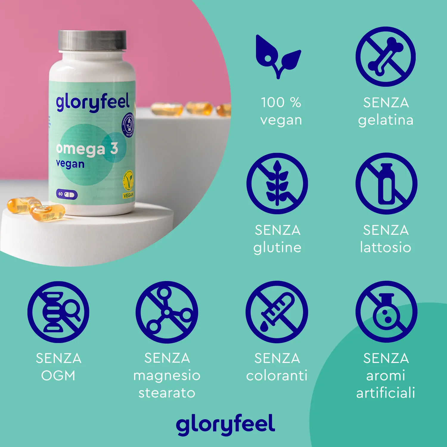 gloryfeel Omega 3 Vegan capsule 60 softgel EPA DHA