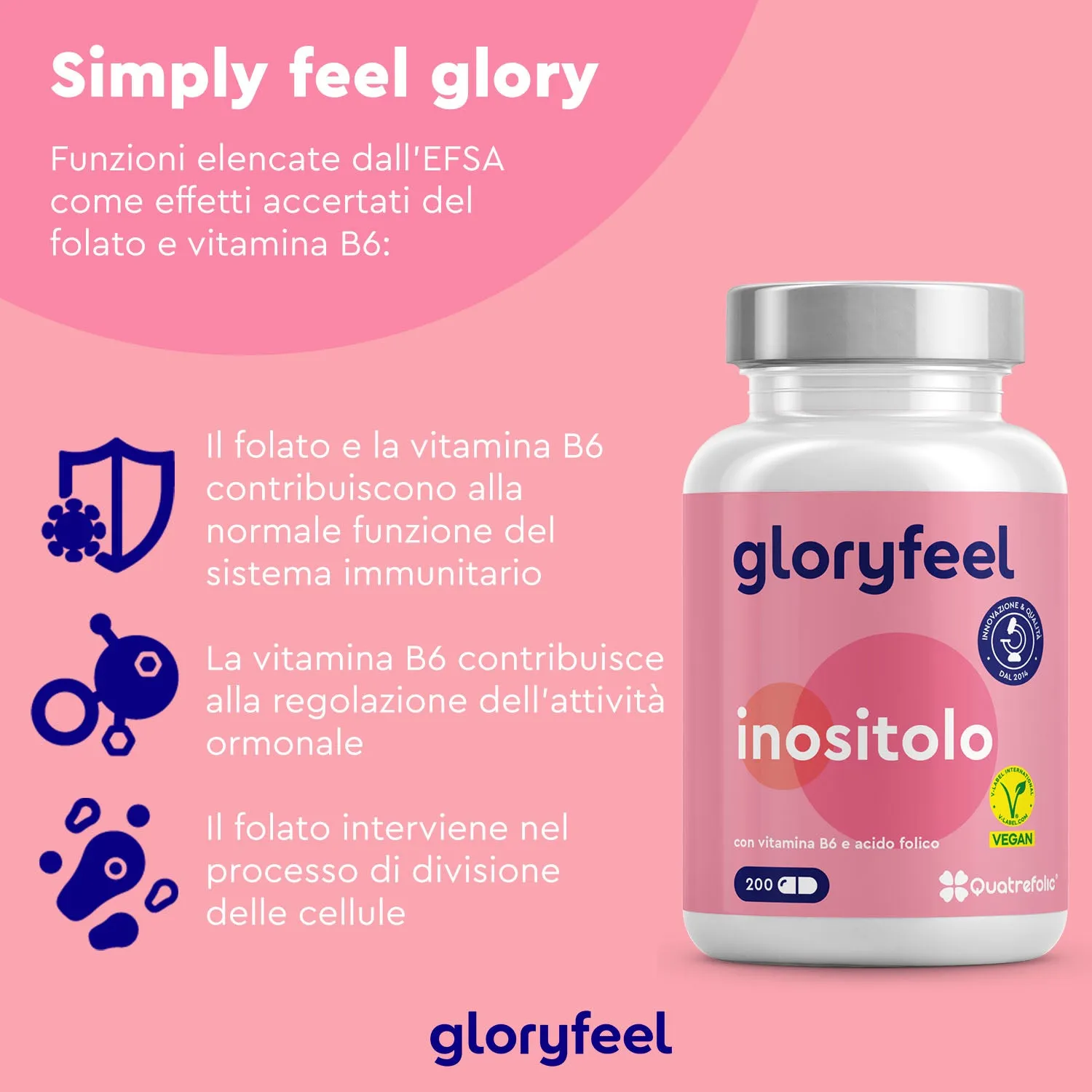 gloryfeel Inositolo polvere con folato e B6