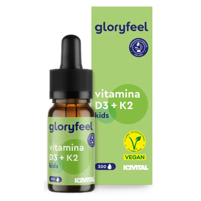 gloryfeel Vitamina D3 K2 Gocce Kids 300 gocce vegan ossa