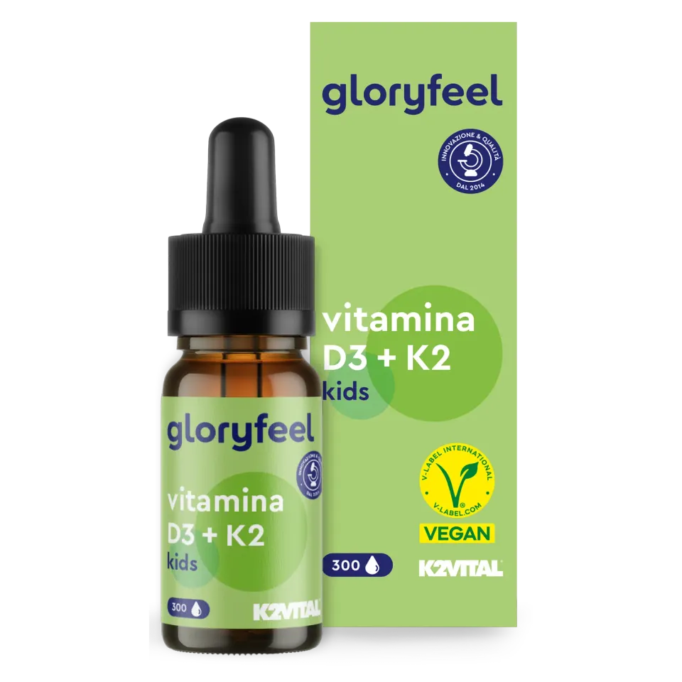 gloryfeel Vitamina D3 K2 Gocce Kids 300 gocce vegan ossa