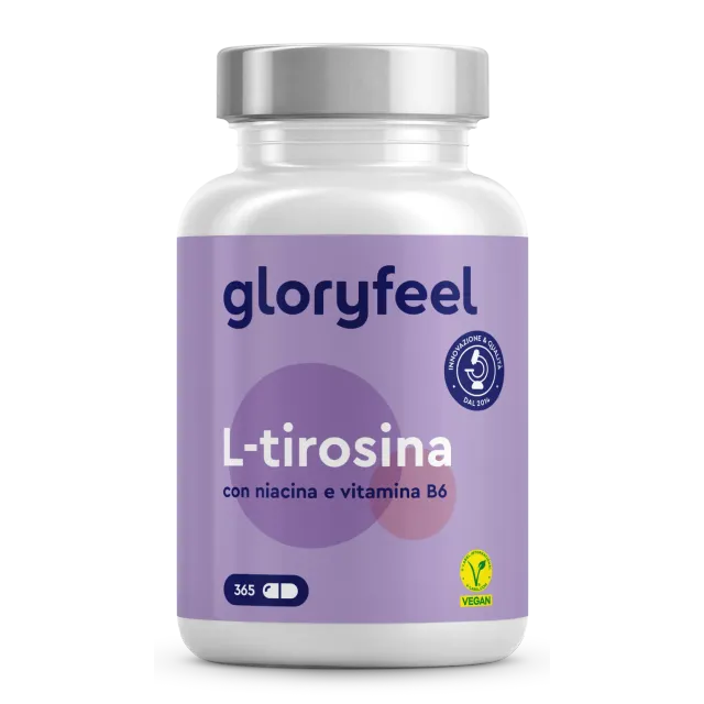gloryfeel L-Tirosina Capsule 365pz focus B3 B12 vegan